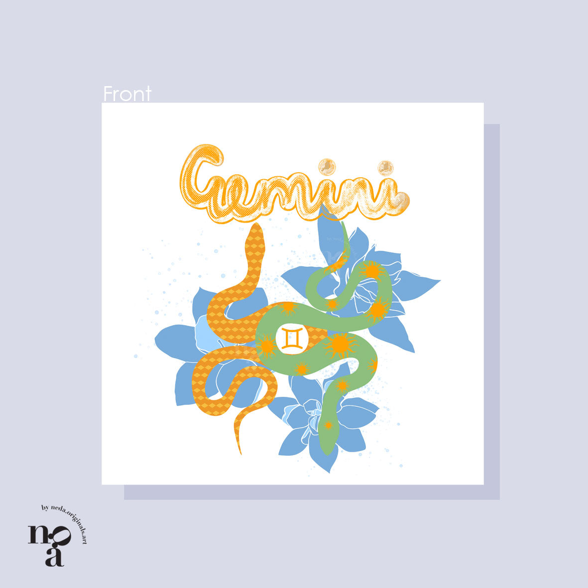 Gemini Birthday Card, Zodiac (May 21 - June 20)