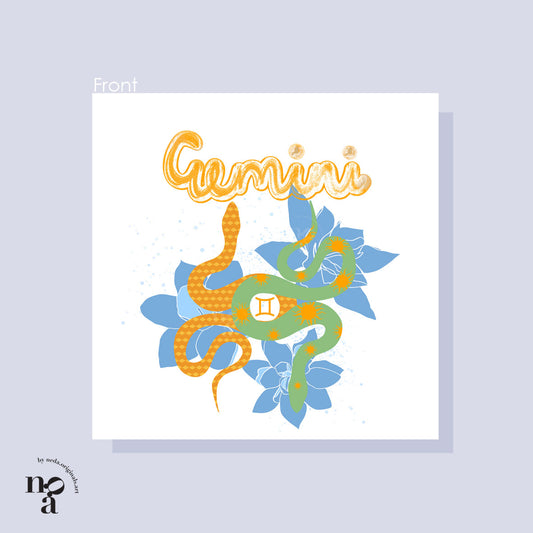 Gemini Birthday Card, Zodiac (May 21 - June 20)