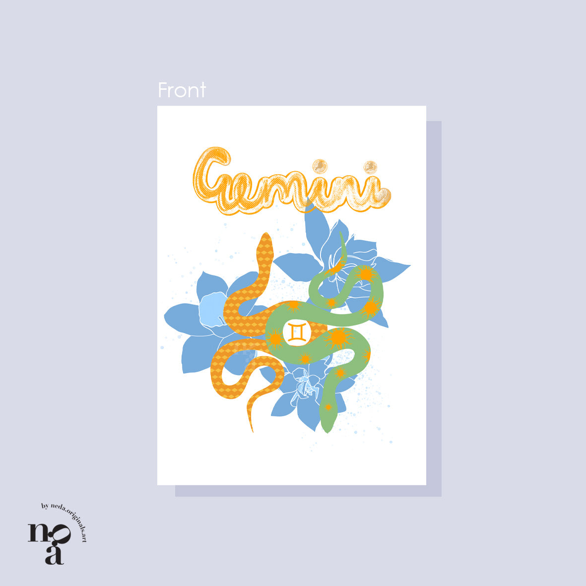 Gemini Birthday Card, Zodiac (May 21 - June 20)